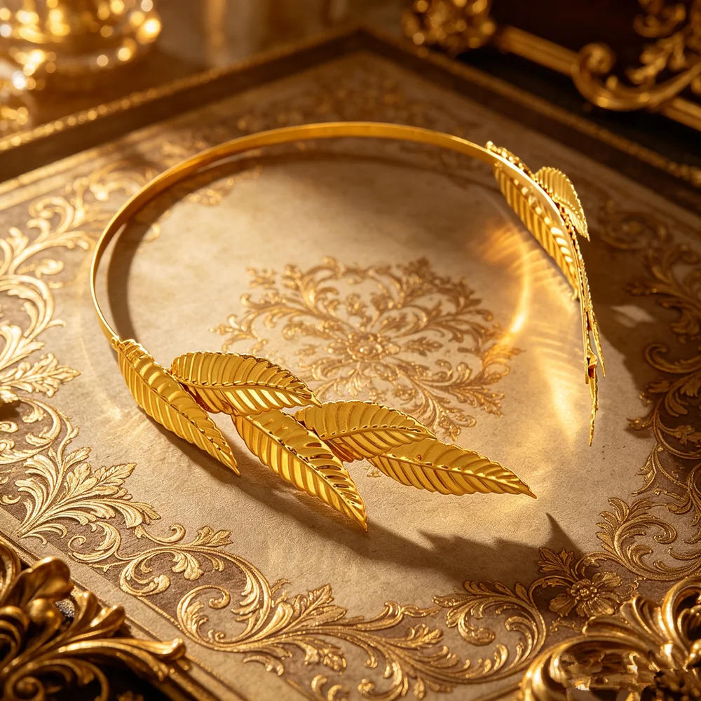 New Retro Gold Color Leaf Headband Headpiece Crown Tiara Headdress Goddes#