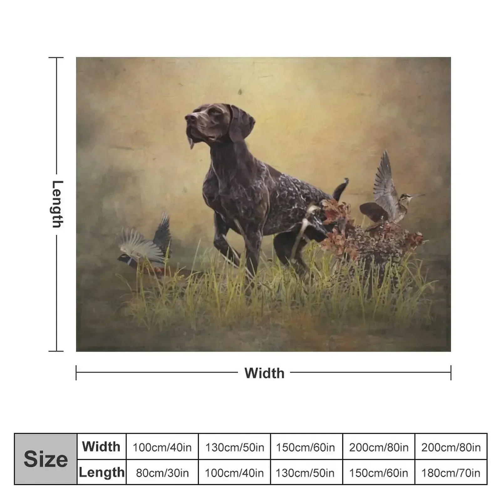 A German Shorthaired Pointer on point Throw Blanket Personalized Gift Camping Blankets