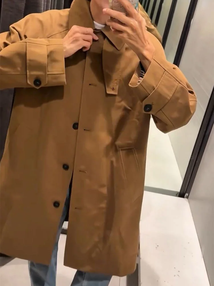Design Slim Overcoat Female Autumn Solid Casual Loose Street Style Coat Women Fashion Lapel Single-Breasted Side Pocket