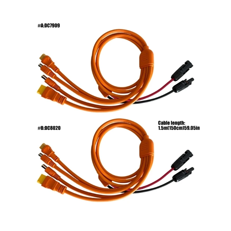  150Cm XT90 Female Power Transfer Cable Connectors Cable Plastic Texture for Solar Panel and Energy Storage