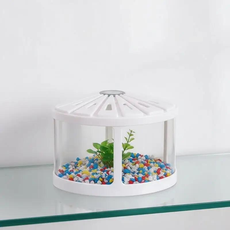 Mini Aquarium Transparent Plastic Small Betta Fish Tank 1Pcs Lightweight Desktop Decor for Living Room Study Display