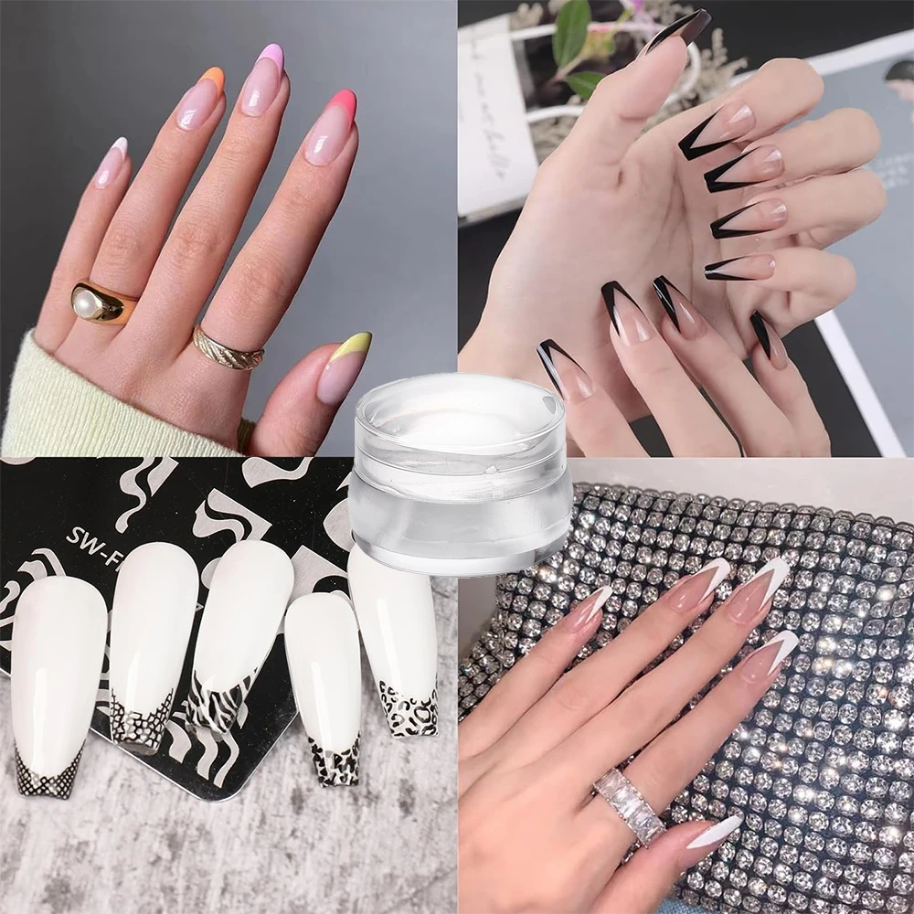 LINMANDA Stamper per unghie in silicone trasparente Stamper per gelatina per unghie French Nail Stamper Kit Strumenti per manicure per unghie