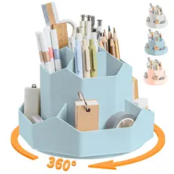 Pencil Pen Holder for Desk,9 Slots 360 Degree Rotating Desk Organizers,Desktop Storage Stationery Supplies Organizer Pencil Cup