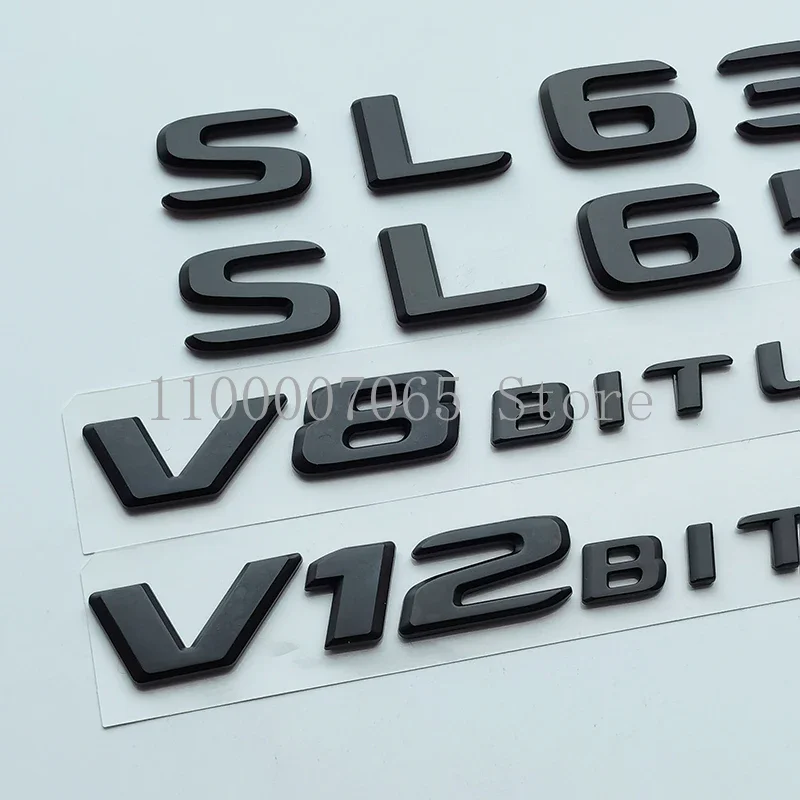 2017 Flat Matte Black Letters SL63 SL65 V8 Biturbo Top ABS Emblem for Car Fender Trunk Nameplate Logo Sticker