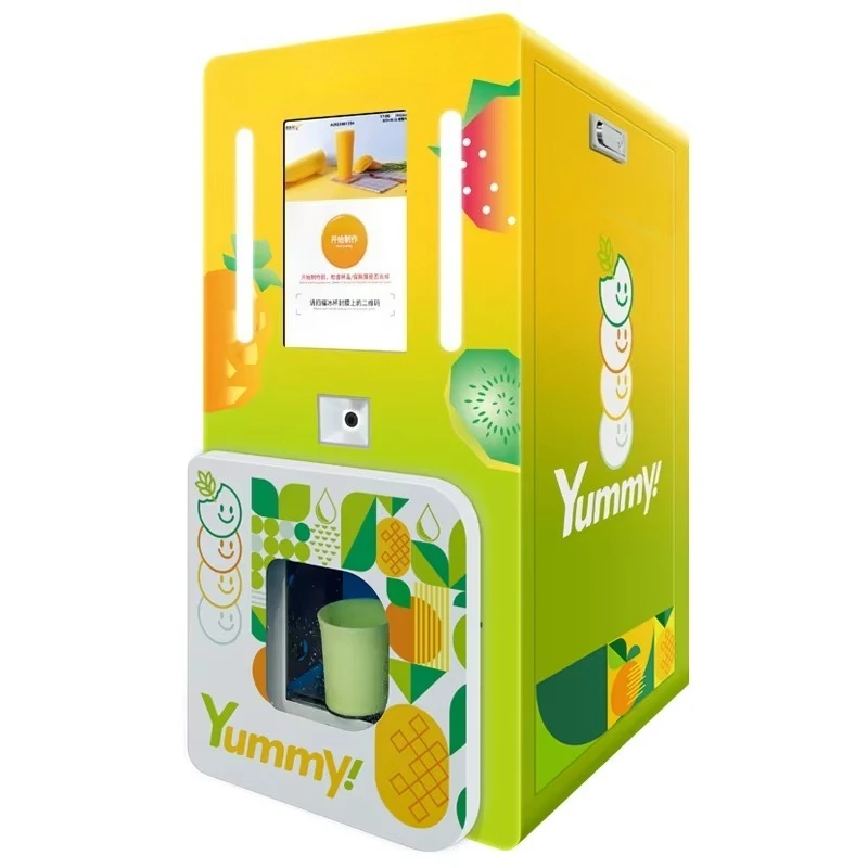 Desktop Fruit Smoothie Vending Machine 24H Self Service QR Token Payment Smart Frozen Beverage Custom