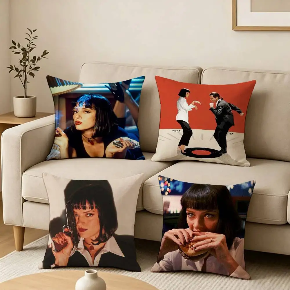 Classic Fiction Movie P-Pulp Fiction-N  Pillow Case Square Double-Sided Sofa Cushion Cover Bedroom Bedside Pillow