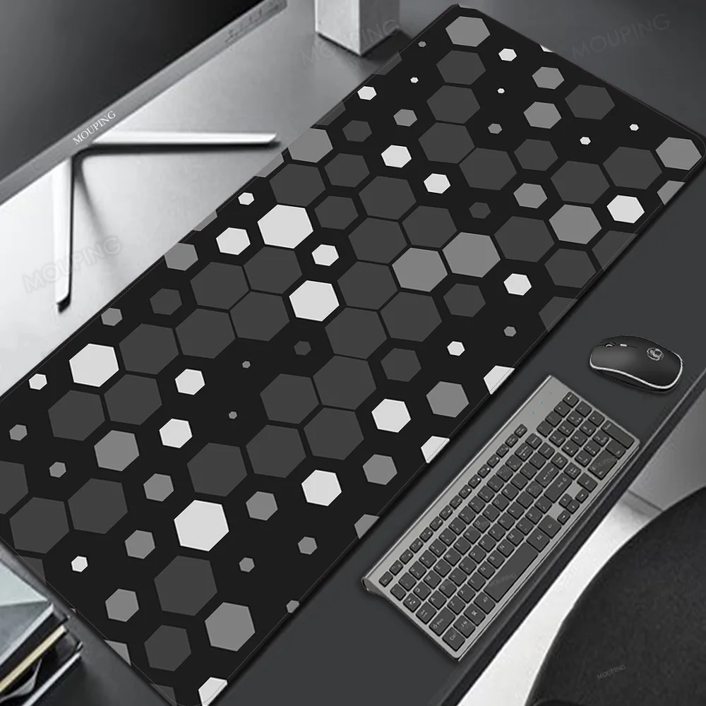 

Black Hexagon Pattern Mousepad Office Gamer Accessories Keyboard Mats 90*40cm Pad on The Table Pc Mousepad Desk Mat Mouse Carpet