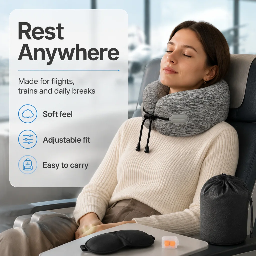 Portable U-Shaped Pillow Travel Neck Support Sleeping Pillow Shoulder Rest U-Cushion Airplane Trip Memory Foam Neck Pillow