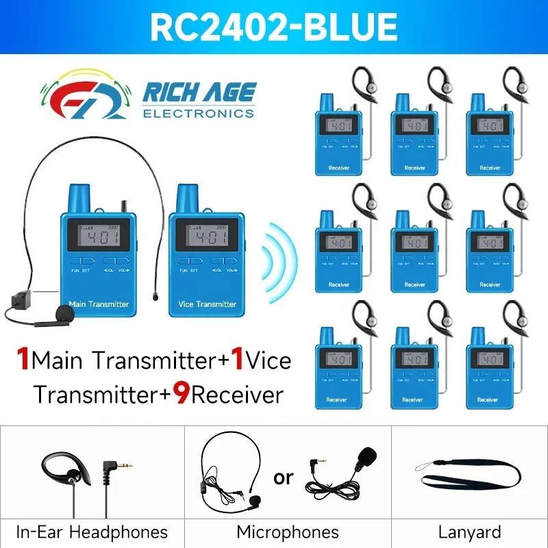 

RC2402 Full Duplex Wireless Intercom System Duplex Comunciation Wireless Radio Transmitter and Receiver Walkie Talkie Set