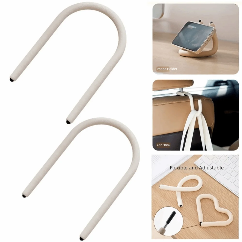 Free Bending Multi-purpose Hook Lightweight NBR Soft Edging Flexible S Hooks Space-Saving Phone Stand Car Back Seat Hook Desk