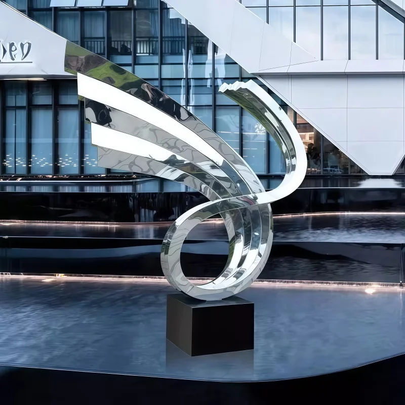 Large-winged stainless steel school square sculpture, hotel lobby decorative item sales office landscape garden art installation
