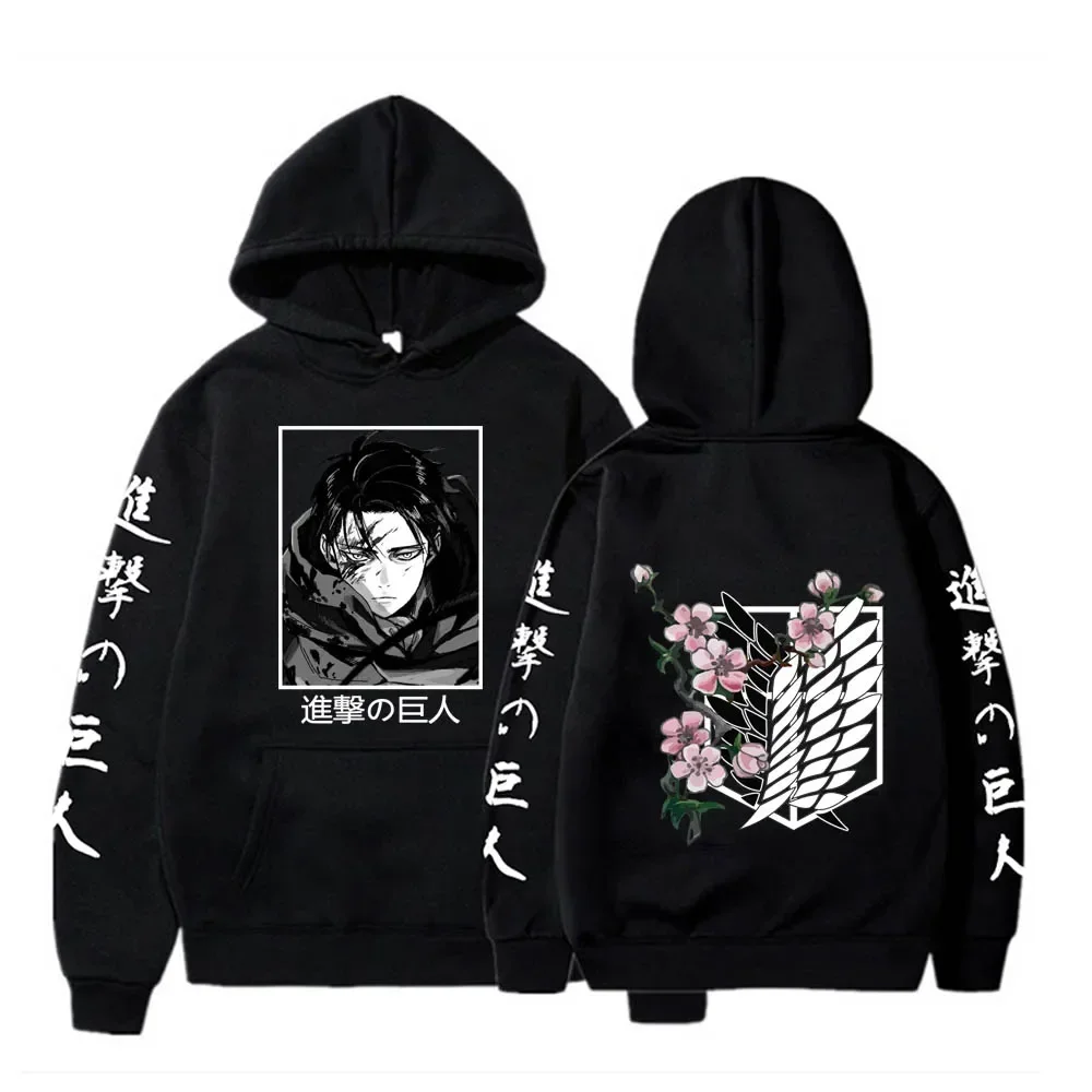 

Hot Anime Attack On Titan Plus Size Hoodie Levi Graphic Hooded Men Women Clothes Autumn Warm Sweatshirt Harajuku Streetwear Tops