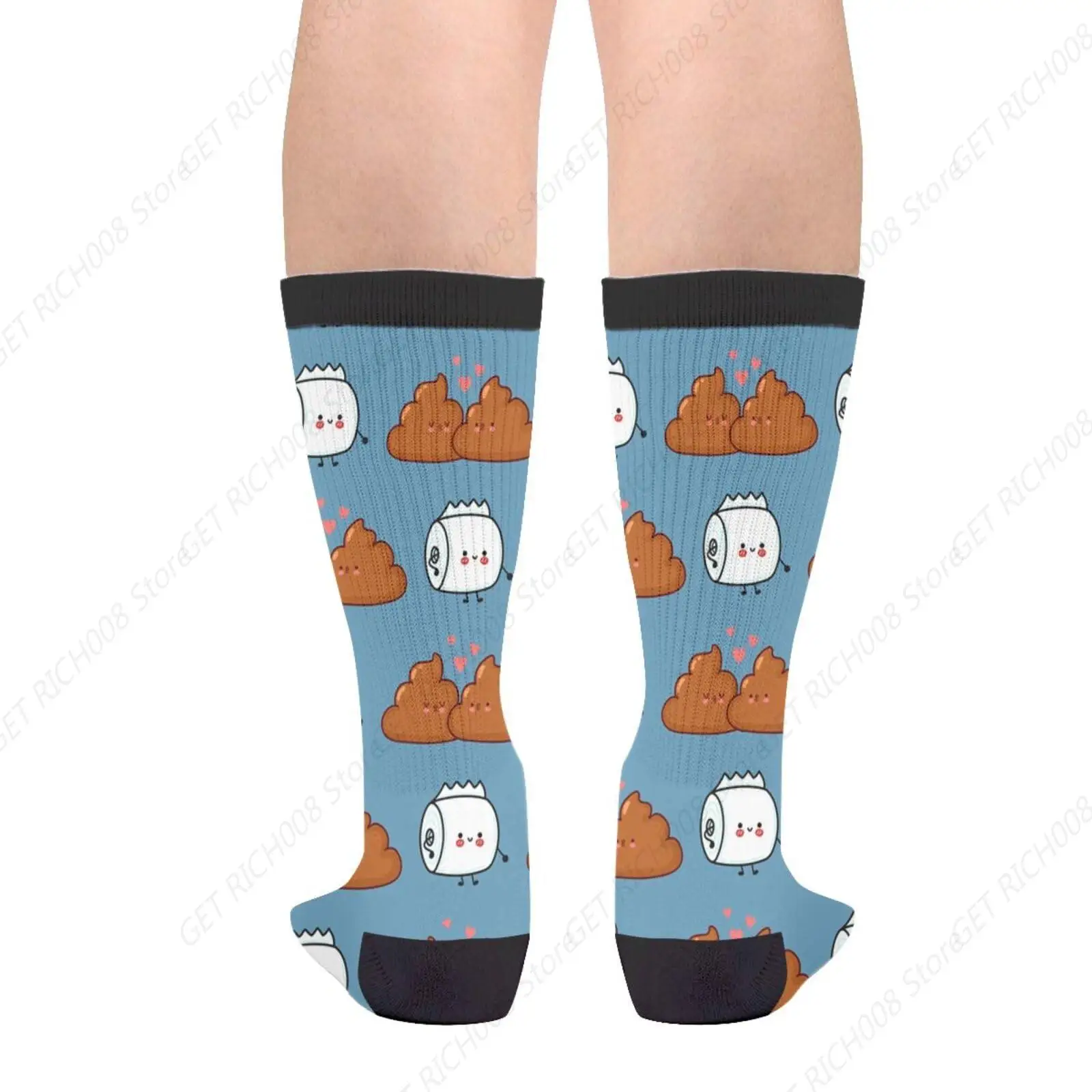 Poop Toilet Paper Roll Valentine'S Day Casual Funny Funky Novelty Fashion Socks For Men Women Print One Size