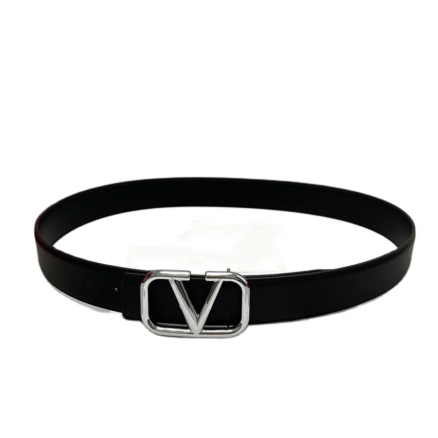 

2025 New! European and American Retro V Letter Belt Men's Matte Pattern Jeans Belt Fashion Versatile for Women