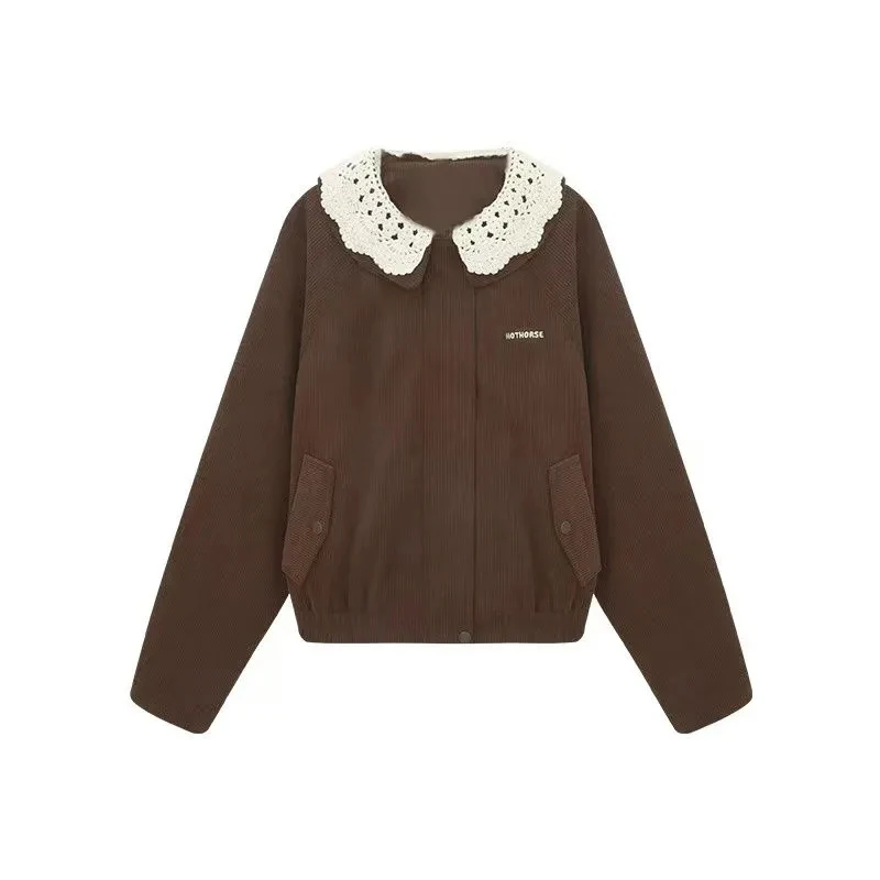 

2025 New Autumn Vintage Corduroy Jacket Women Japanese Style Loose Fashion Patchwork Coats Harajuku Student Sweet Streetwear
