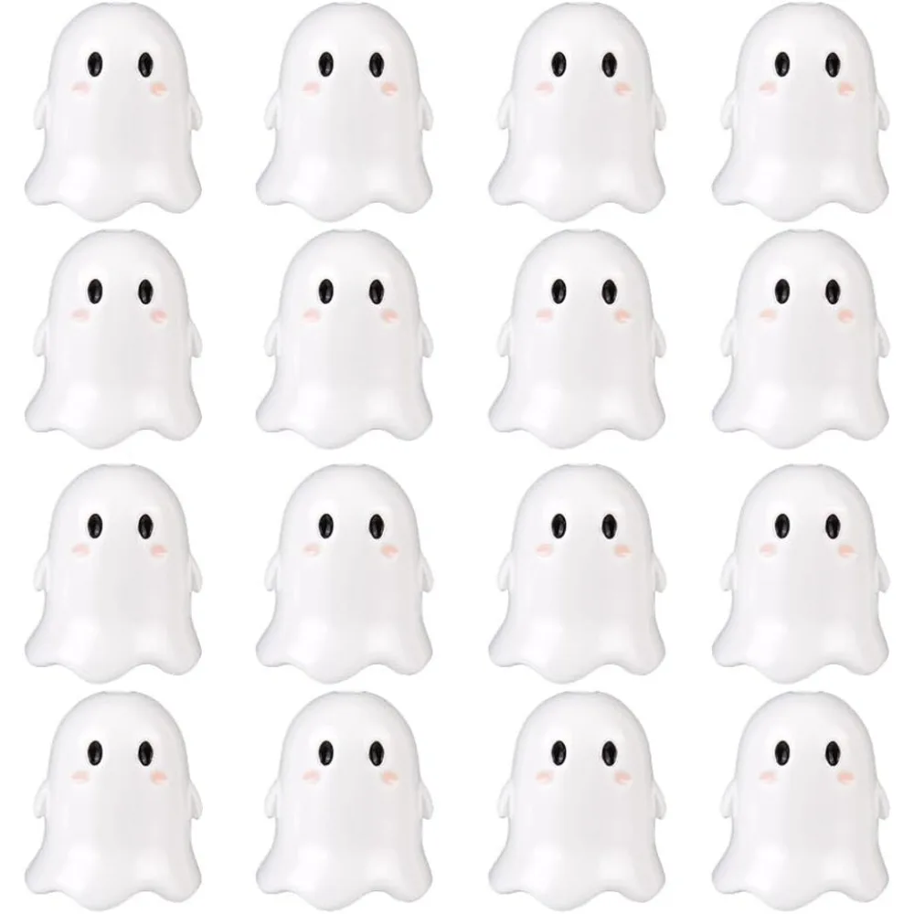 1박스 30개 할로윈 공예 비즈 유령 비즈 아크릴 작은 불투명 만화 흰색 유령 공예 보석 스페이서 비즈