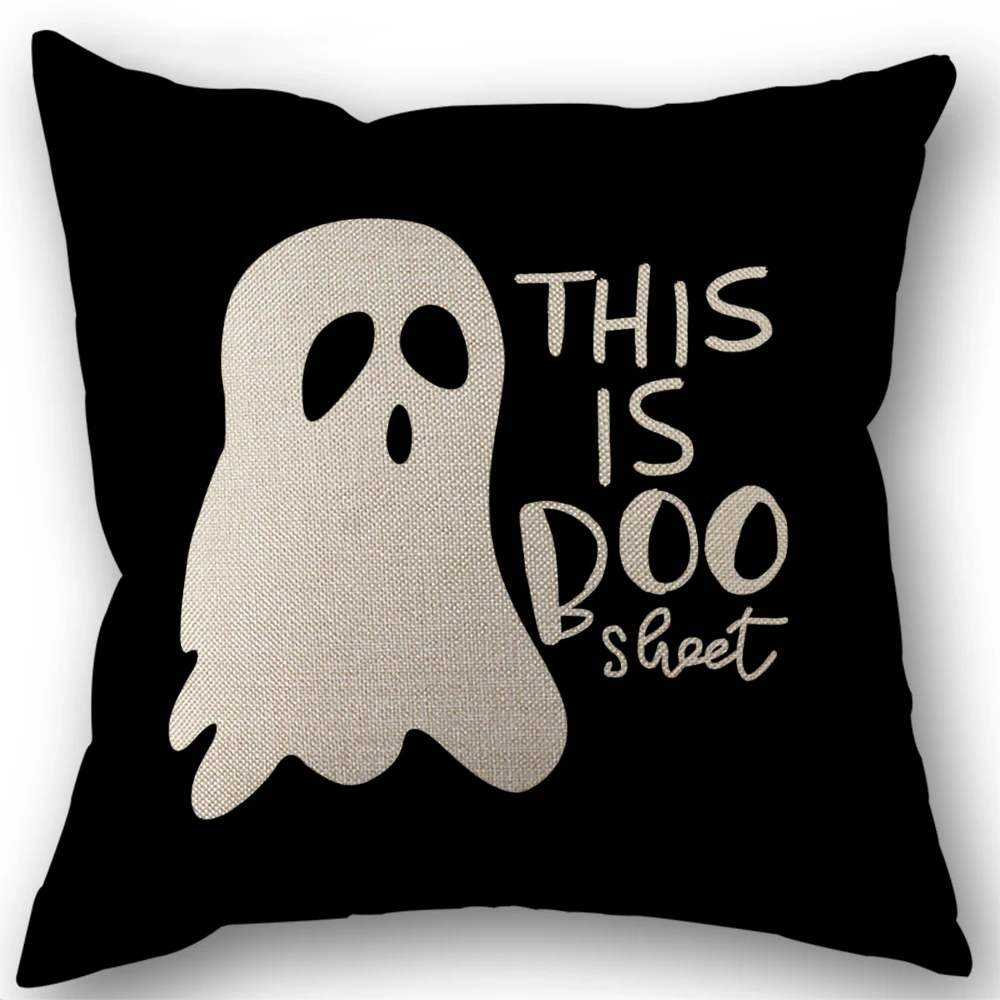 Hollow Skull Linen Square Throw Pillow Case Decorative Cushion Cover Pillowcover for Sofa 18\