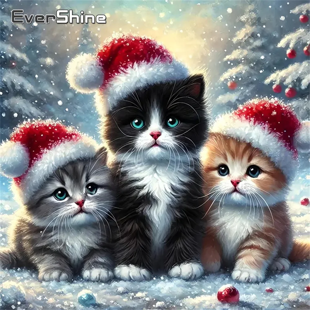 Evershine Neue Ankunft Diamant Stickerei Katze Tier DIY Malerei Winter Acryl Handwerk Liefert Diamant Mosaik Weihnachten Geschenke