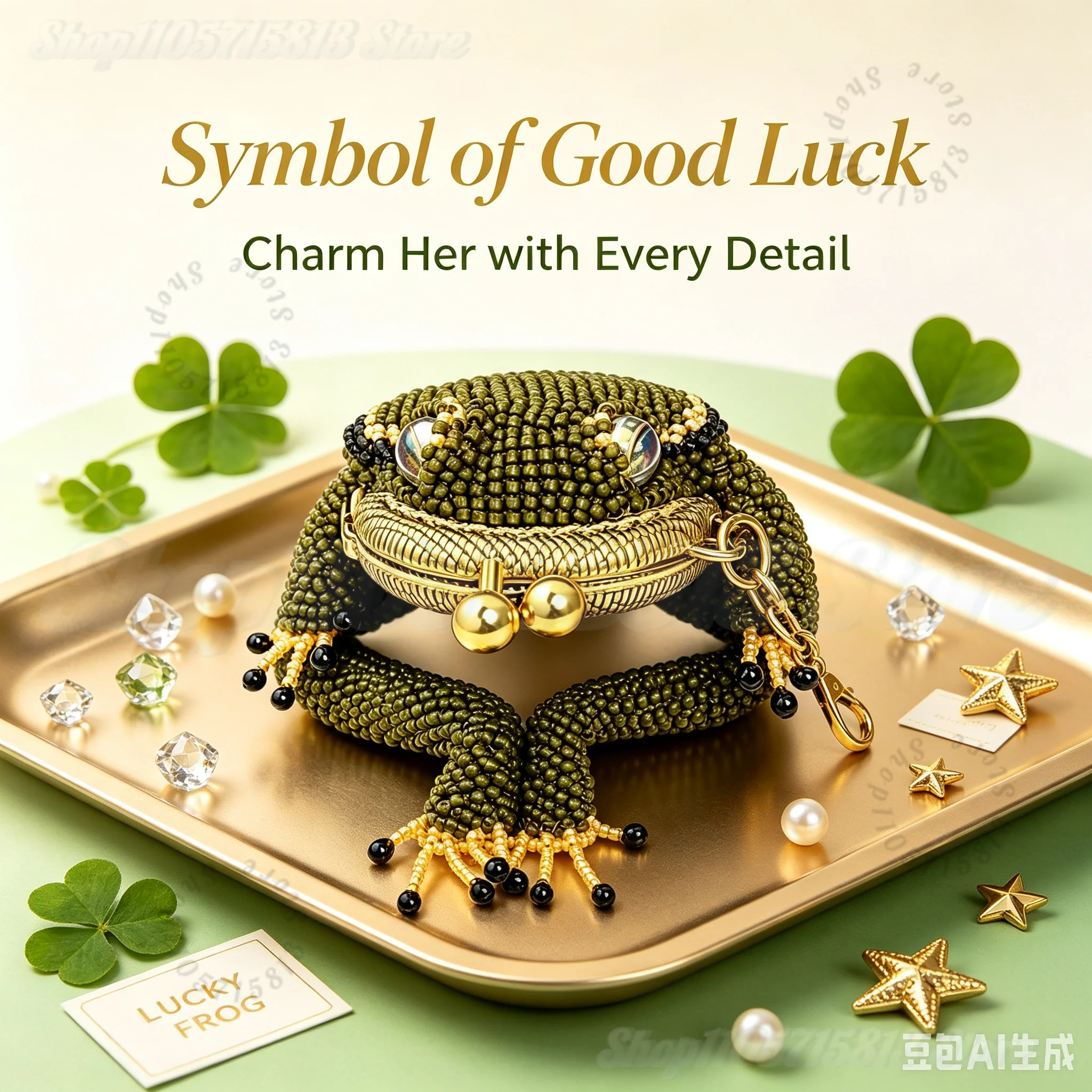 Charming Frog Coin Purs,Cute Frog Bead Kiss Lock Small Coin Wallet, Portable Mini Bag Charm Storage Pouch for Earbuds Rings