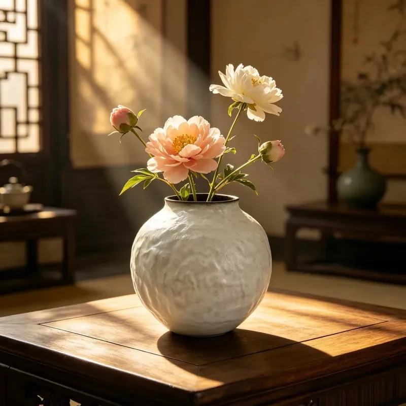 Jingdezhen Wabi Sabi Retro Ceramic Vase for Living Room Tea Room B&B Hotel Flower Arrangement Home Decor