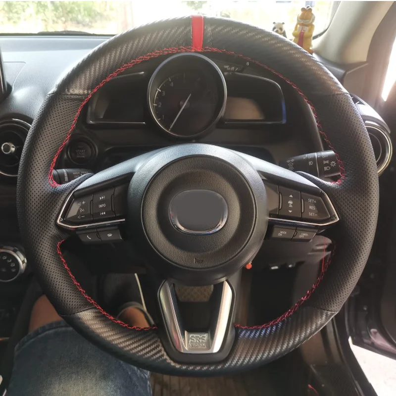 CARDAK DIY Car Steering Wheel Covers For Mazda 3 Axela 2017 2018 2019 Mazda 6 Atenza 2017-2019 CX-3 2018-2019 CX-9 CX-5