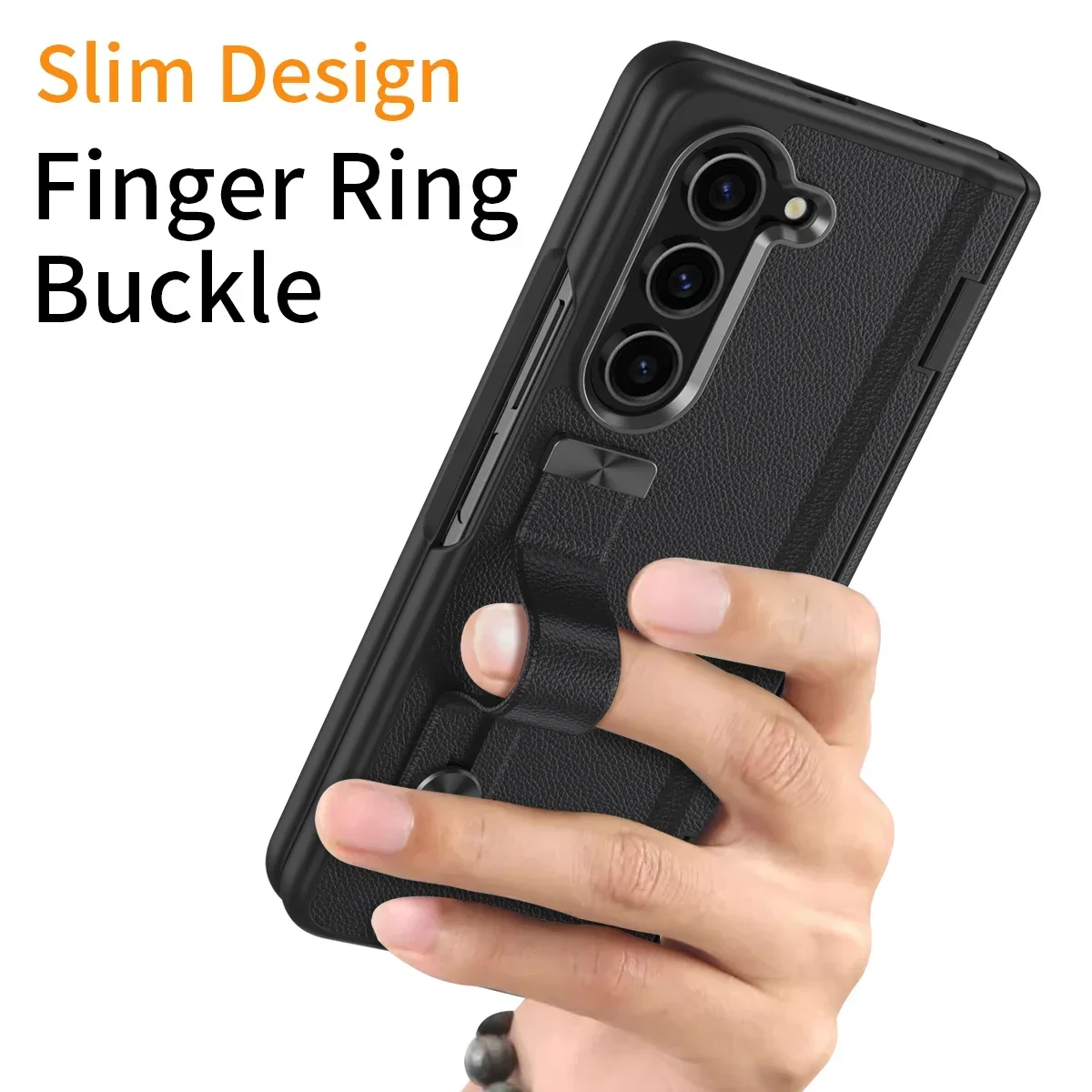 For Samsung Galaxy Z Fold6 Fold 6 5 4 3 5G Phone Case Wrist Strap Stand Hinge Protector With Glass Film Protective Cover