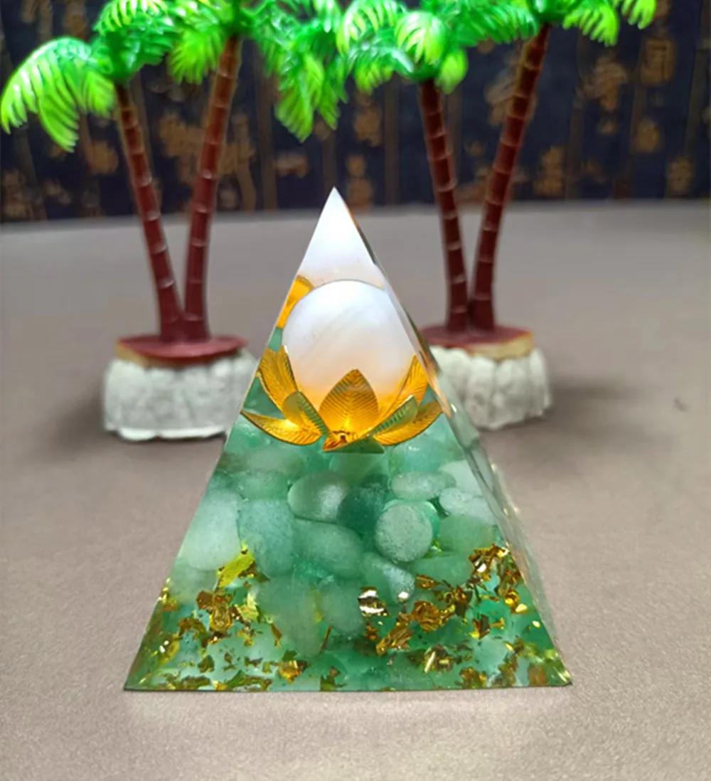 Chakra Healing Crystal Protection Stone Orgone Pyramid, Reiki Energy Meditation, Positive Energy pyramid with Quartz, Home Decor