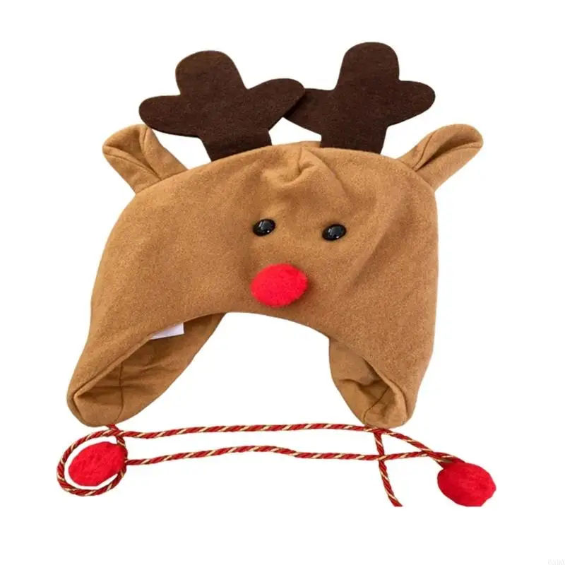 Holiday Deer Hat With Soft Fabric, Character Ears and Side Panels for Seasonal Gatherings, Performances and Photos 6XDA