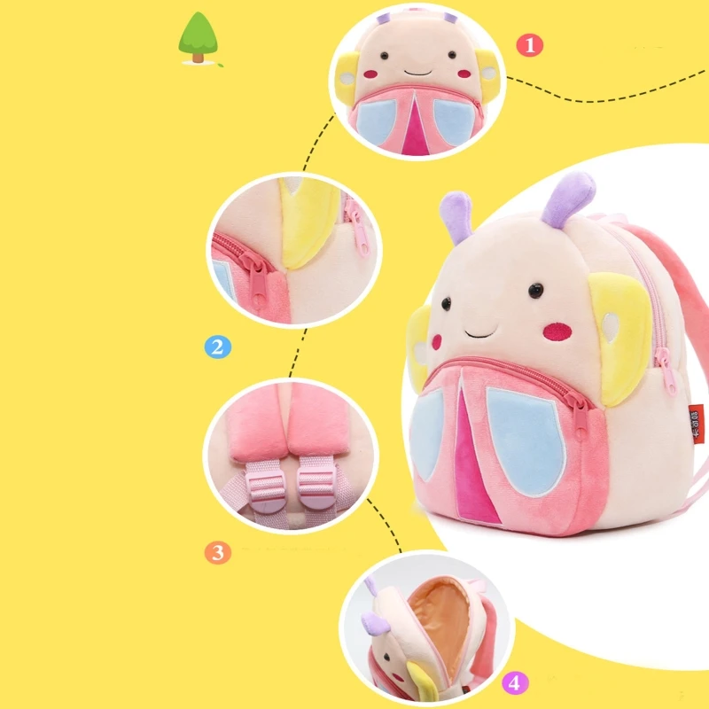 เด็กผู้หญิง Plush Rucksack การ์ตูนกระเป๋าเป้สะพายหลังมินิกระเป๋าเดินทาง Daypack กระเป๋านักเรียนเด็ก