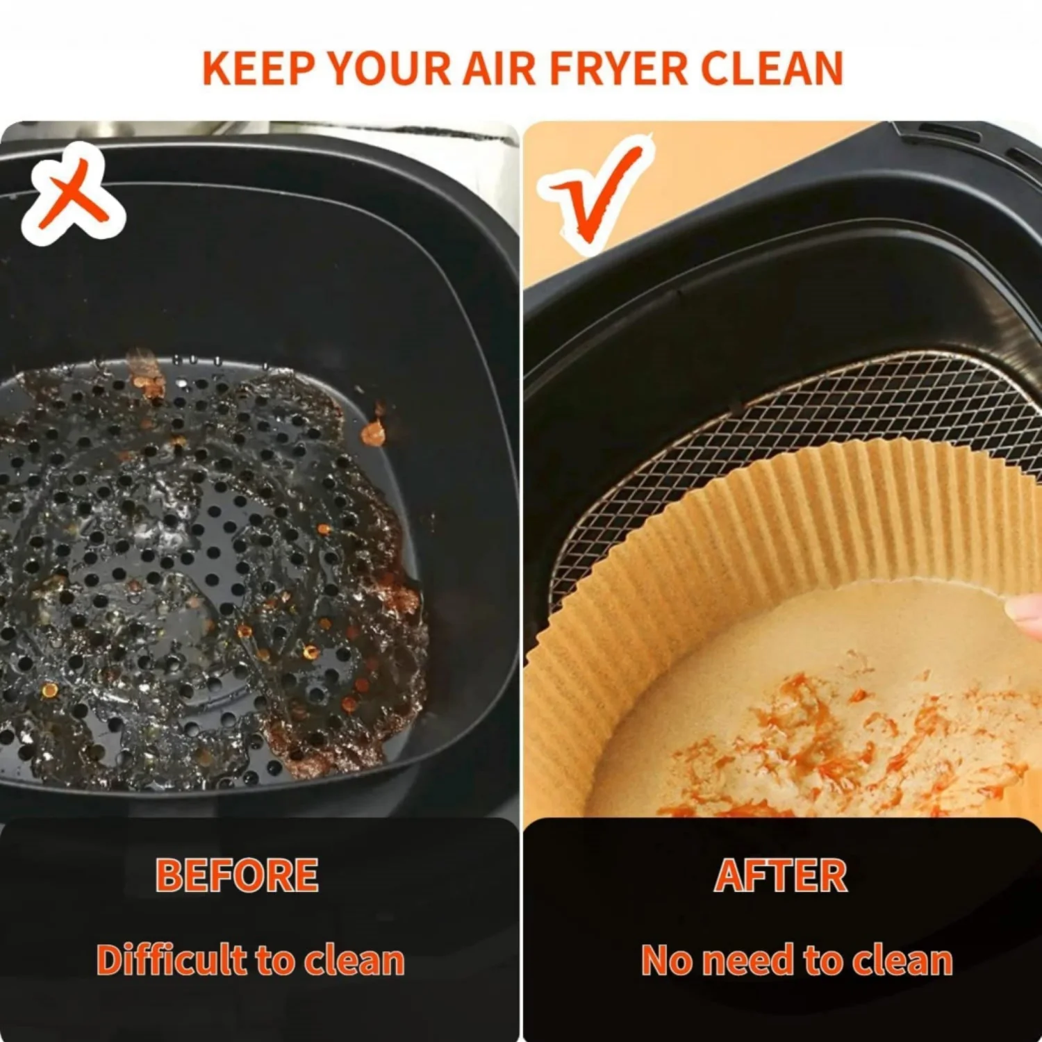 100 шт. одноразовый бумажный вкладыш для фритюрницы, одноразовая бумажная чаша для фритюрницы, маслостойкий пищевой пергамент для обжарки микроволновой печи