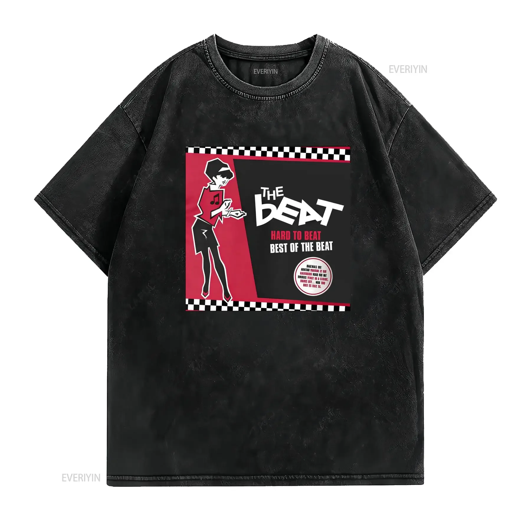Men'S The English Beat Hard to British 2 Tone Ska T Shirt with Red Music Print Casual Round Neck Regular Fit for Reggae Fans