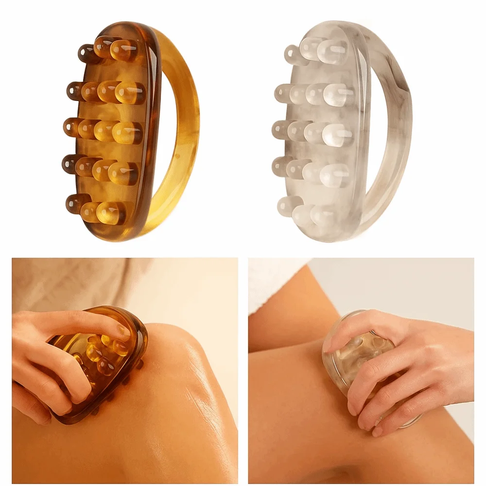 

For Men Women 18 Beads Lymph Massage Tools Manual Handheld Resin Material Cellulite Remover Body Shaping Gua Sha Comb