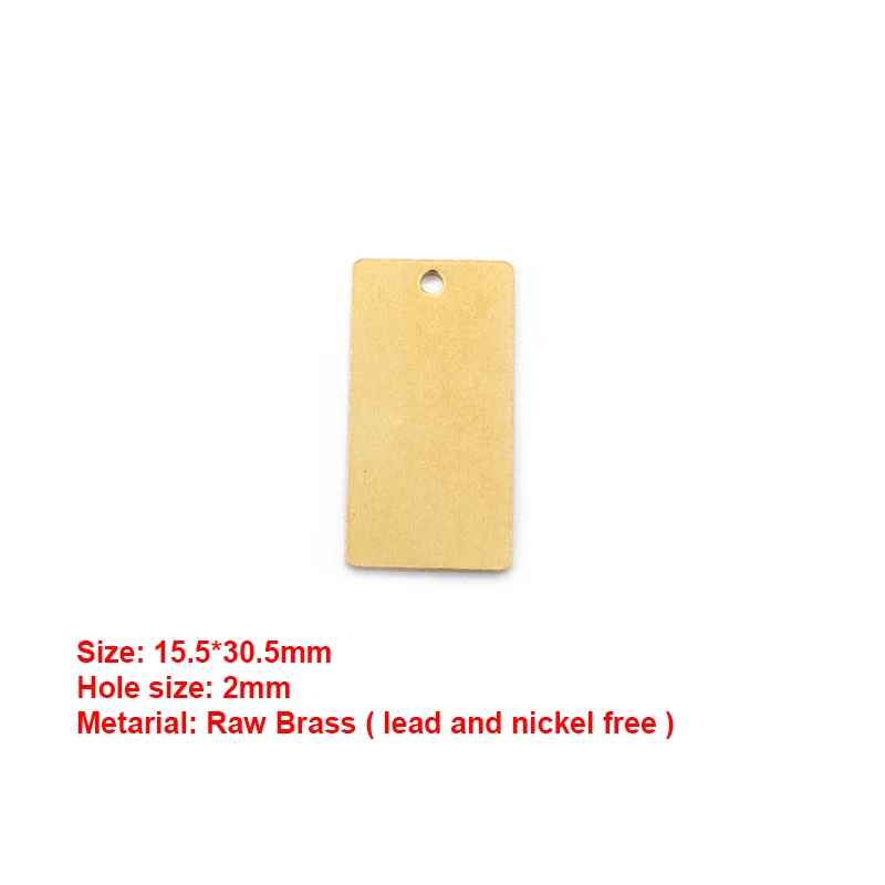 10pcs Raw Brass Rectangle Charms for DIY Jewellery Making