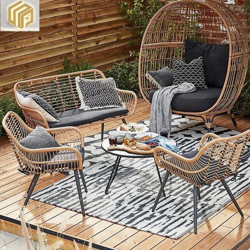 

Outdoor Nordic Sofa Round Bird's Nest Sofa Lazy Vine Chair Leisure Furniture Resort Courtyard Balcony Small Tables and Chairs