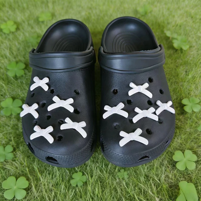 Hot Selling Sweet Fashion Shoe Charms for Pearl Style Bow Clogs Shoe Buckle Cute Shoe Accessories Decoration for Girls Gift