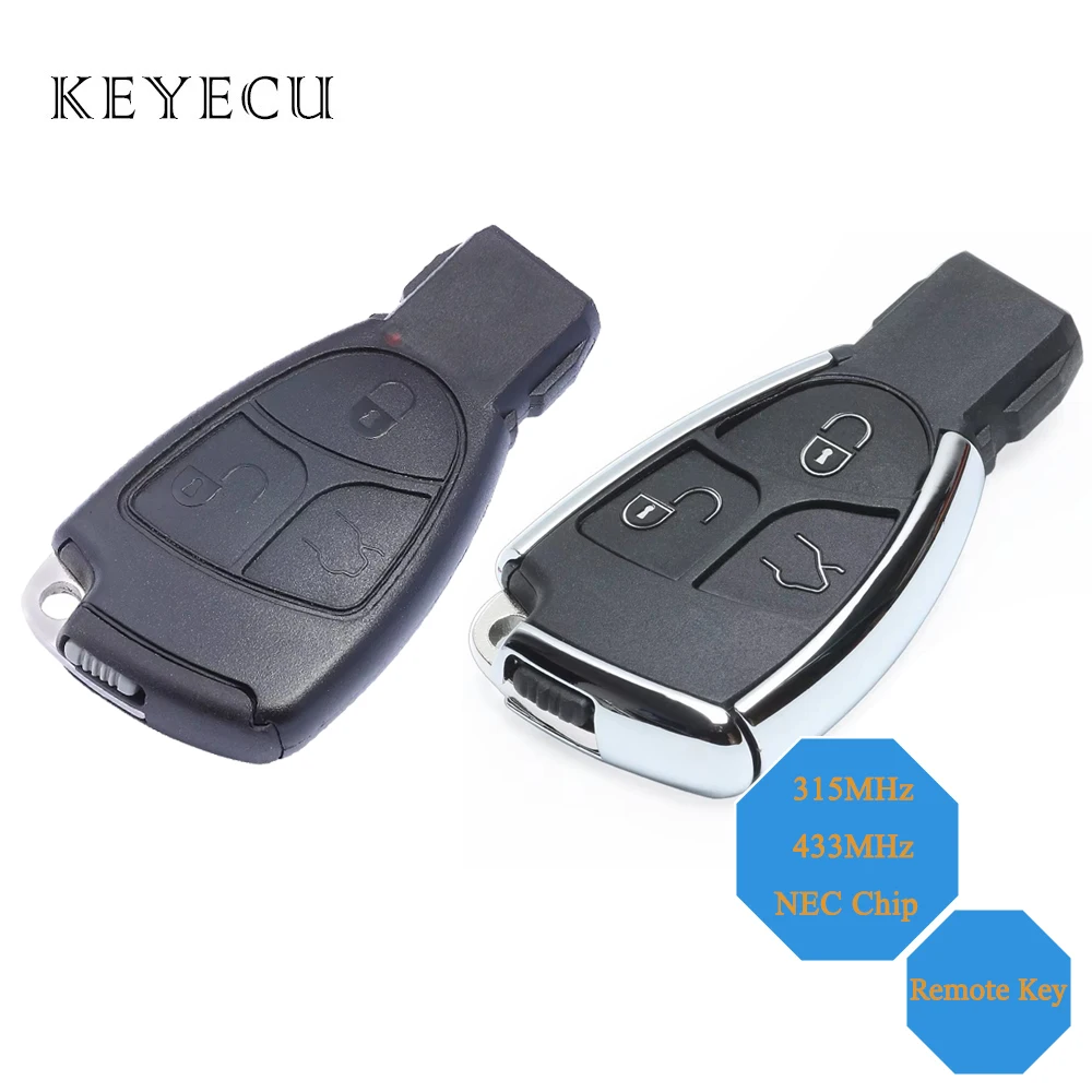 do Mercedes Benz NEC B C E S SL ML MB CLK CL 1996-2006 W203 W204 W211 Smart Remote Key Fob 315MHz 433MHz z chipem NEC