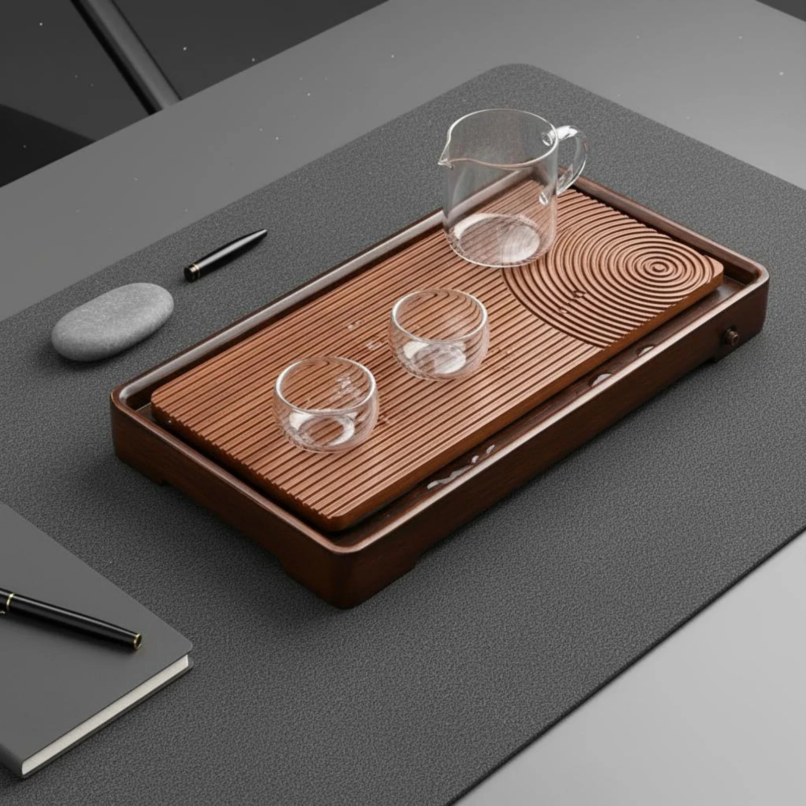 yesGongfu Tea Tray Sturdy and Long-Lasting Bamboo Tea Tray Houseware Easy to Clean Polished Polished Surface