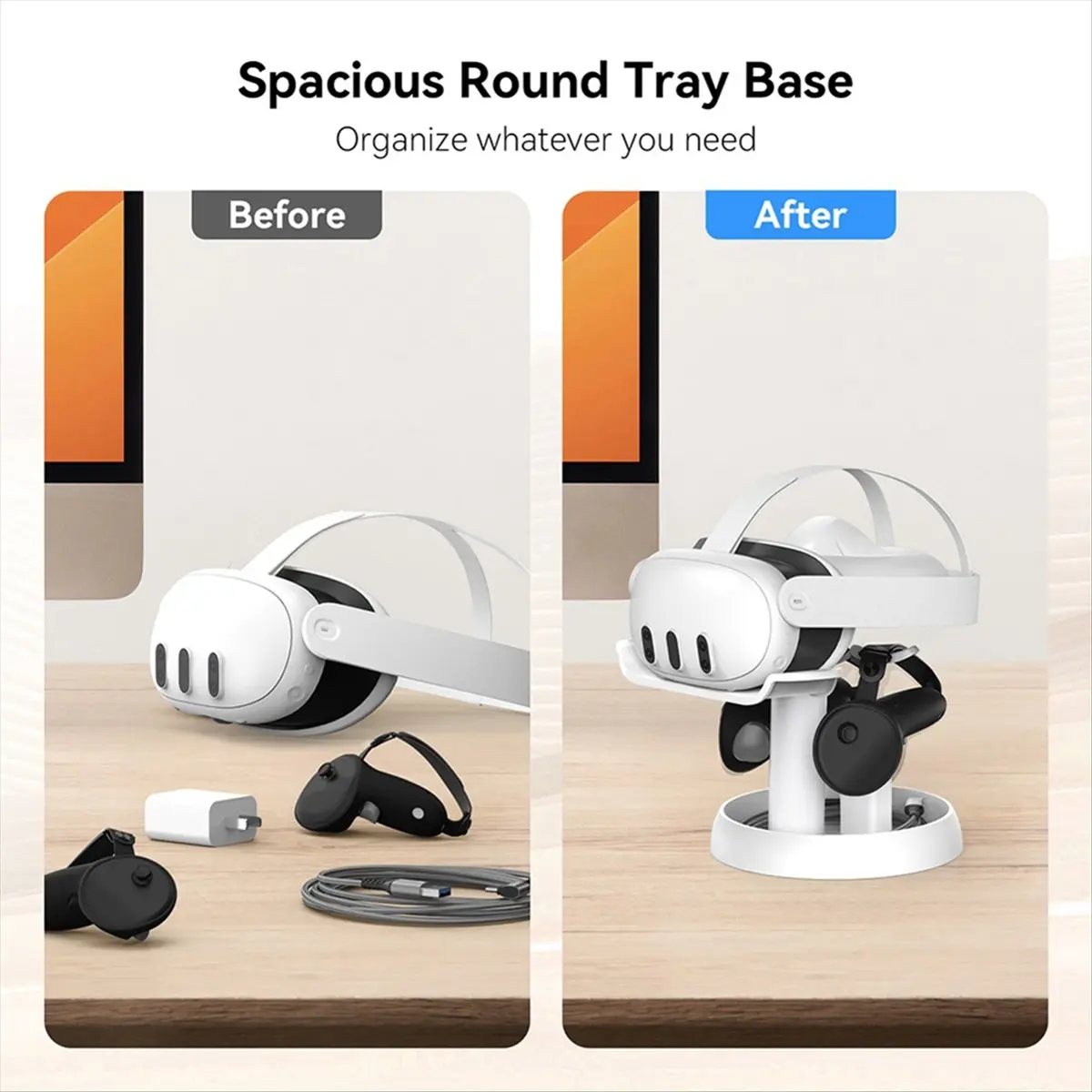 Super Sale VR Headset Bracket for Apple Vision Pro/Quest Pro/Quest 3 Headset Controllers Display Desktop Stable Stand White