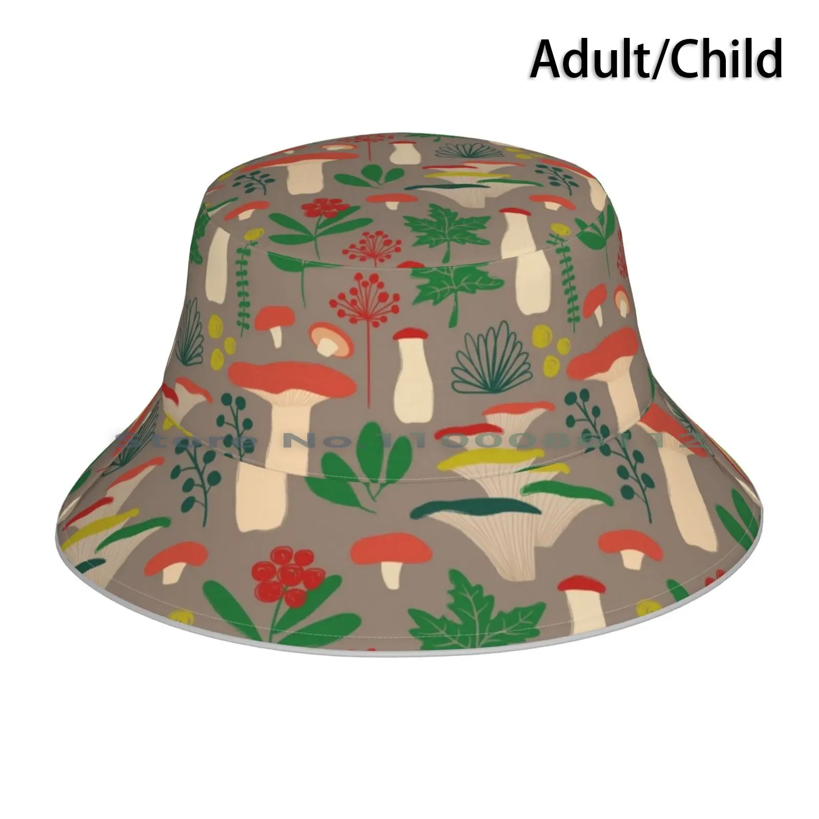 Earthy Mushroom Medley Bucket Hat Sun Cap Toadstool Fungus White Mushroom Cultivated Mushroom Table Mushroom Champignon