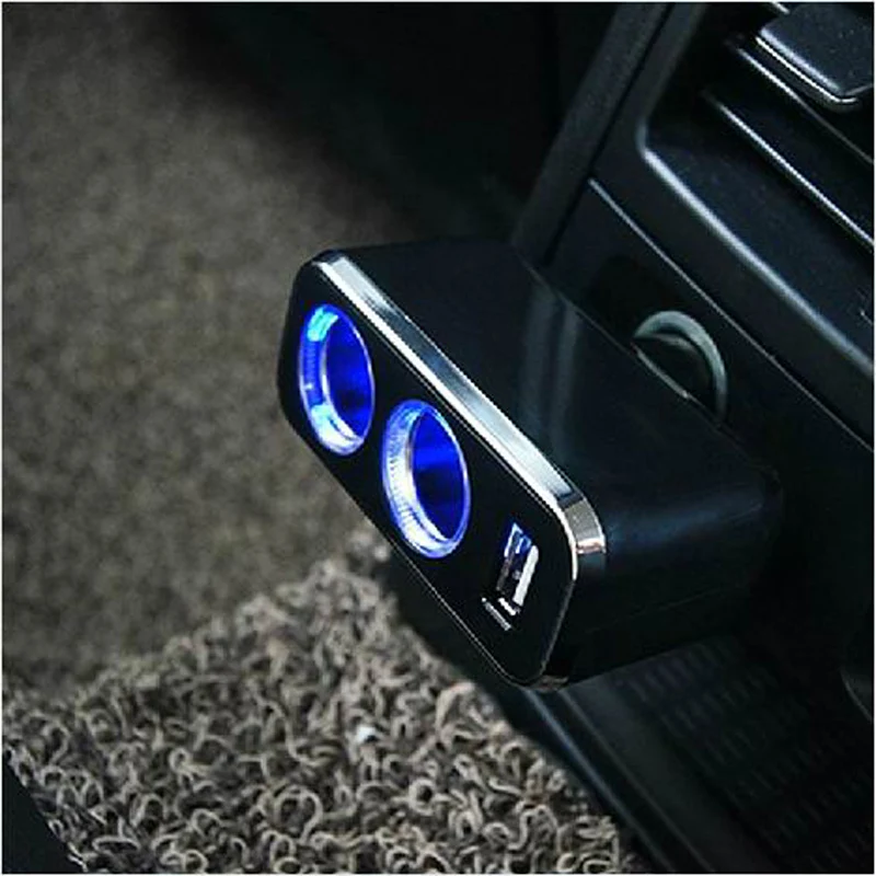 2 Way Multi Socket Car Cigarette Lighter Splitter USB Plug Charger DC 12V/24V  Adapter With USB Port Car Styling