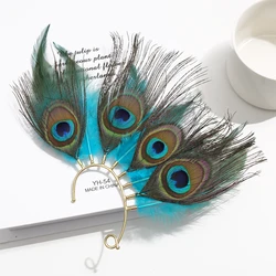 Exaggerated imitation of peacock hair design with earrings, bohemian ethical style, personalized female earrings