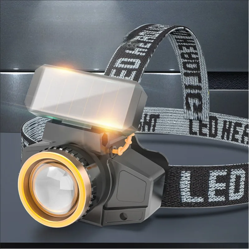 

Solar USB Rechargeable Headlamp with Motion Sensor Waterproof LED Headlight for Camping Fishing Head-Mounted Flashlight
