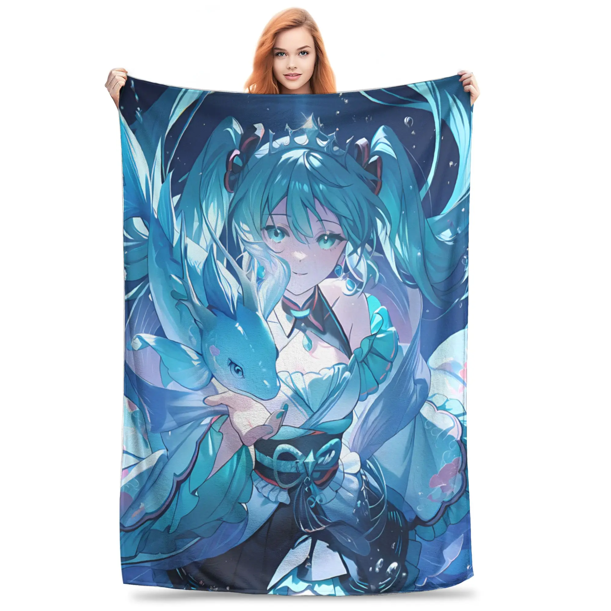 1PC Hatsune Mikus  Winter Blankets for Adults Bedding Home Interior Sofa Knee