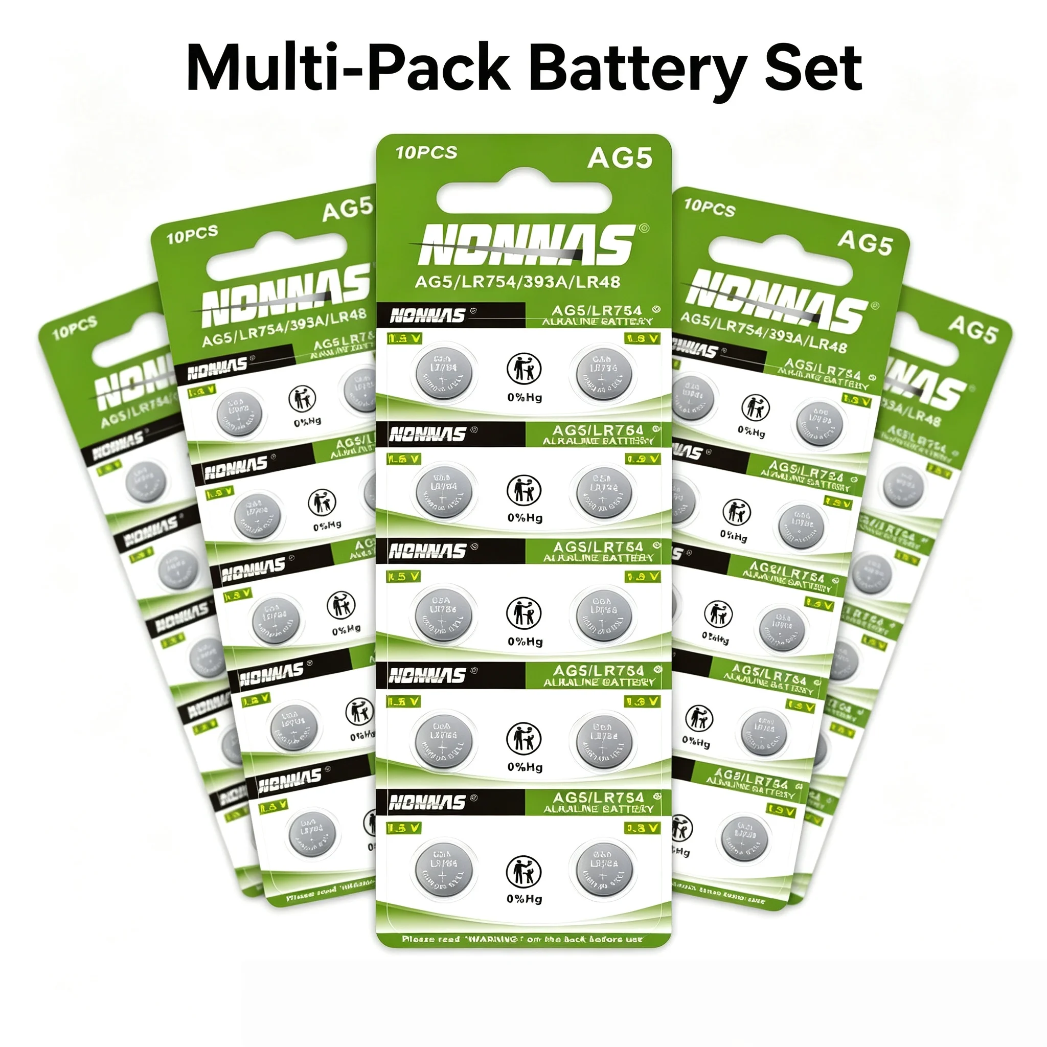 NDNNAS AG5 LR48 SR48 SR754SW 1.55V Silver Oxide Button Battery Disposable Watch Hearing Aid Mini Calculator Precision Sensor