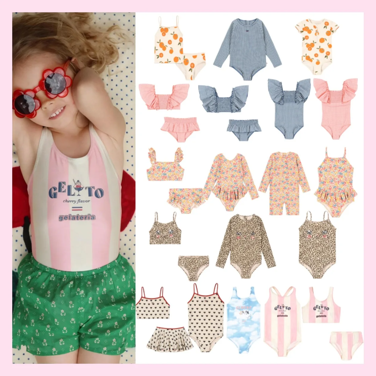 

In Stock! KS Swimsuit 2026 Girls' Long Sleeved Leopard Print Plaid Lace Nylon Fabric Children's Swimsuit Sports Outdoor Swimming