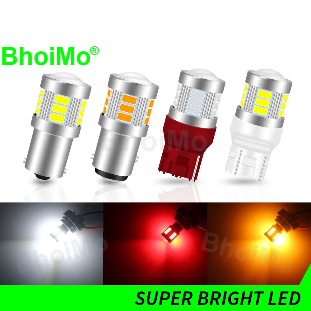 

BhoiMo 2PCS 12V 24V Led 1156 1157 P21W BA15S T20 S25 7440 7443 BAY15D R5W WY21W W21W P21/5W W21/5W Signal Light Lamp Bulb Car