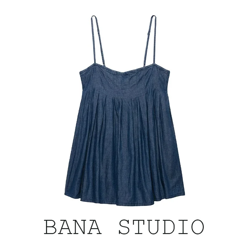 

BANA ort Svel Джинсовый женский жилет Dr с высокой талией Dr с тонкими бретелями Dr OL Sle Summer Faion Цельный