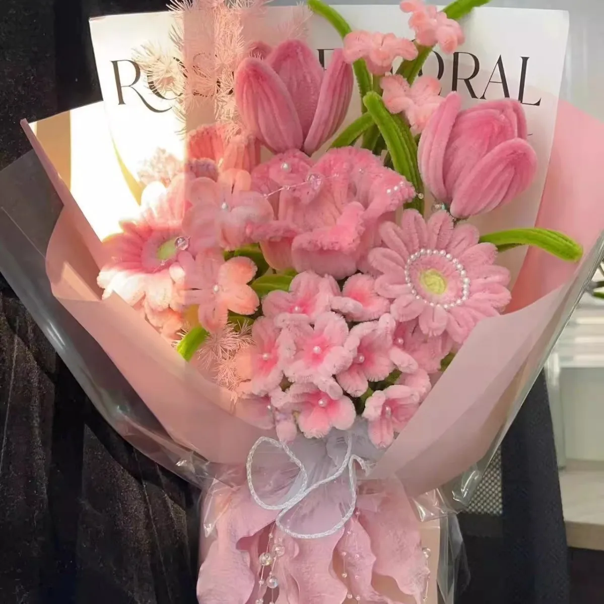 Ramo de Tulipanes y Lirios con Diseño Creativo, Paquete de Materiales para Manualidades, Regalo de Cumpleaños para Parejas, Mejor Amiga