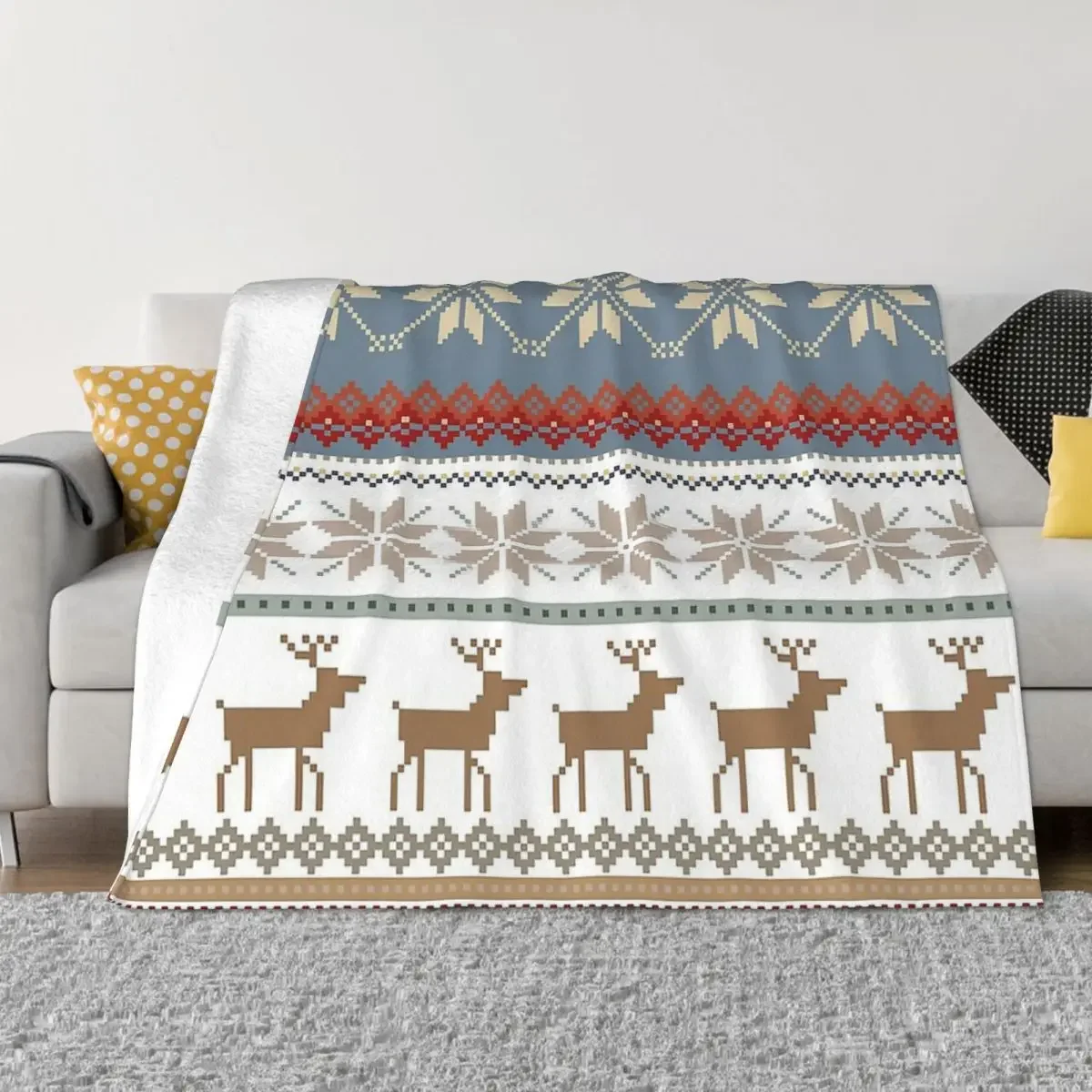 

Animals Art Fair Isle Portable Warm Throw Blankets for Bedding Travel