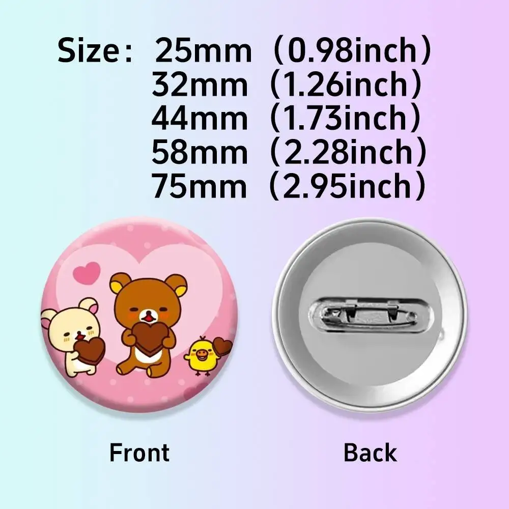 Funny R-Rilakkuma-bear 25mm 32mm 44mm 58mm 75mm Brooches Badges Pins for Accessories